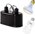 REPTI ZOO Dual Reptile Light Fixture Reptile Heat Lamp Combo Pack, 100W UVA Daylight Basking Spot Light and 26W UVA UVB Reptile Light Energy Saving Spiral Compact Lamp UVB Bulb 5.0