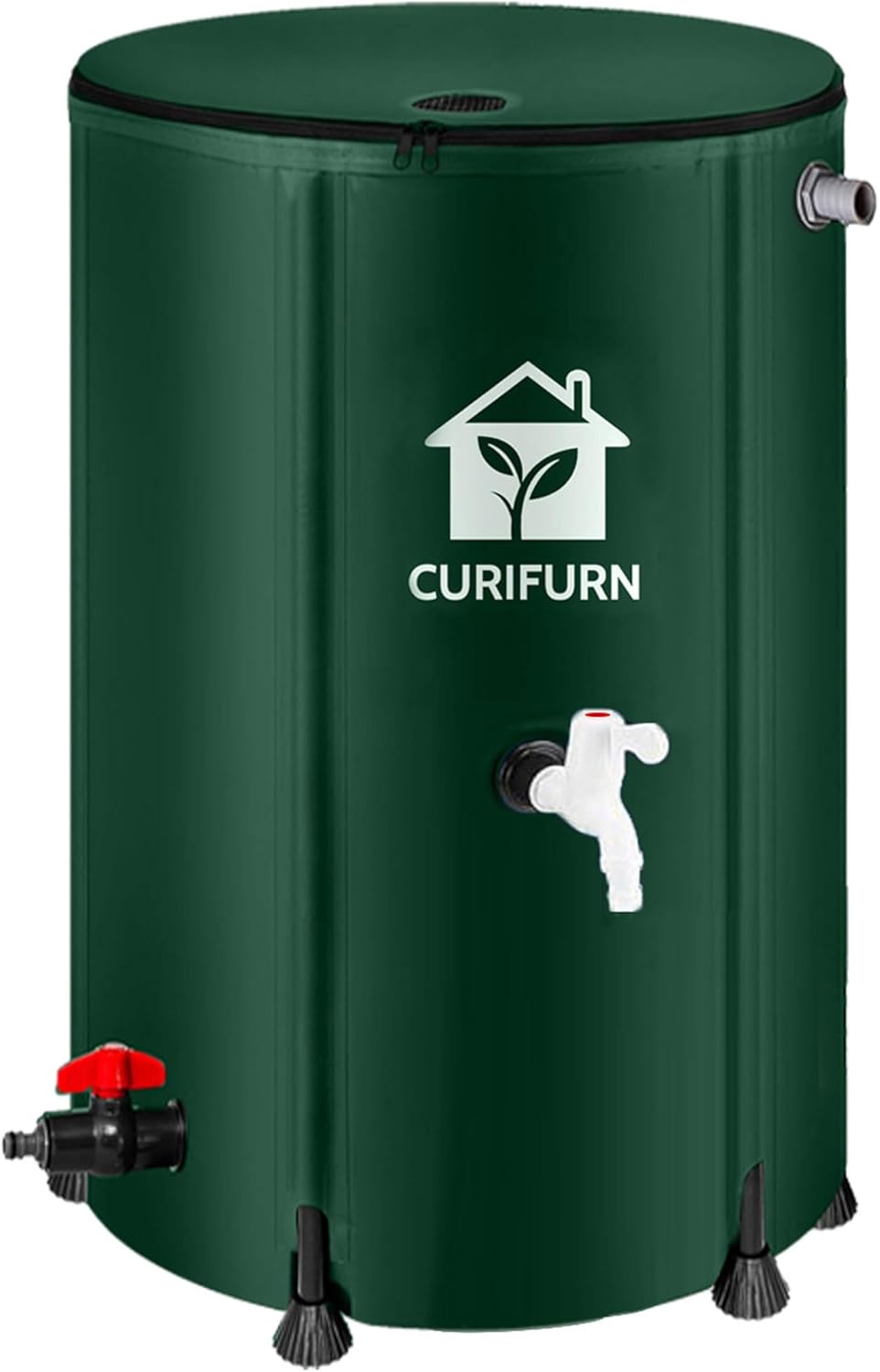 100 Gallon Rain Water Barrel, Portable Rainwater Collect System Water Storage Tank Collapsible Rain Barrel with Filter, Spigot & Overflow Kit (Reinforced Liner+Thickened Legs) - Green