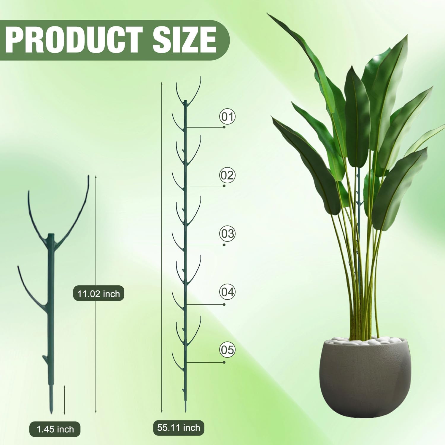 Stackable Monstera Plant Support, Garden Stakes for Climing Plants Stem Support, Plant Sticks for Outdoor Potted Plants, Pothos, Vine, Flower Use (10pcs)