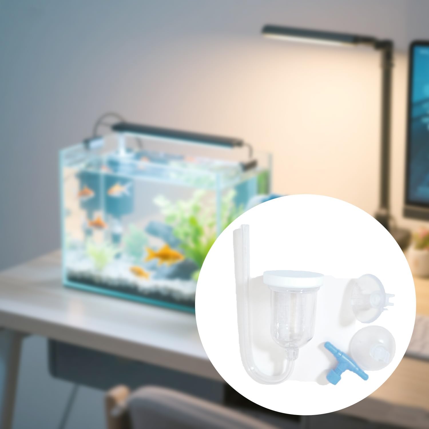 Aquarium Air Stone, Bubbler for Aquarium Fish Tank, High Dissolved Oxygen Diffuser Bubbler with 1 Check Valve, 2 Suction Cup for Aquarium (1.4 Inch)