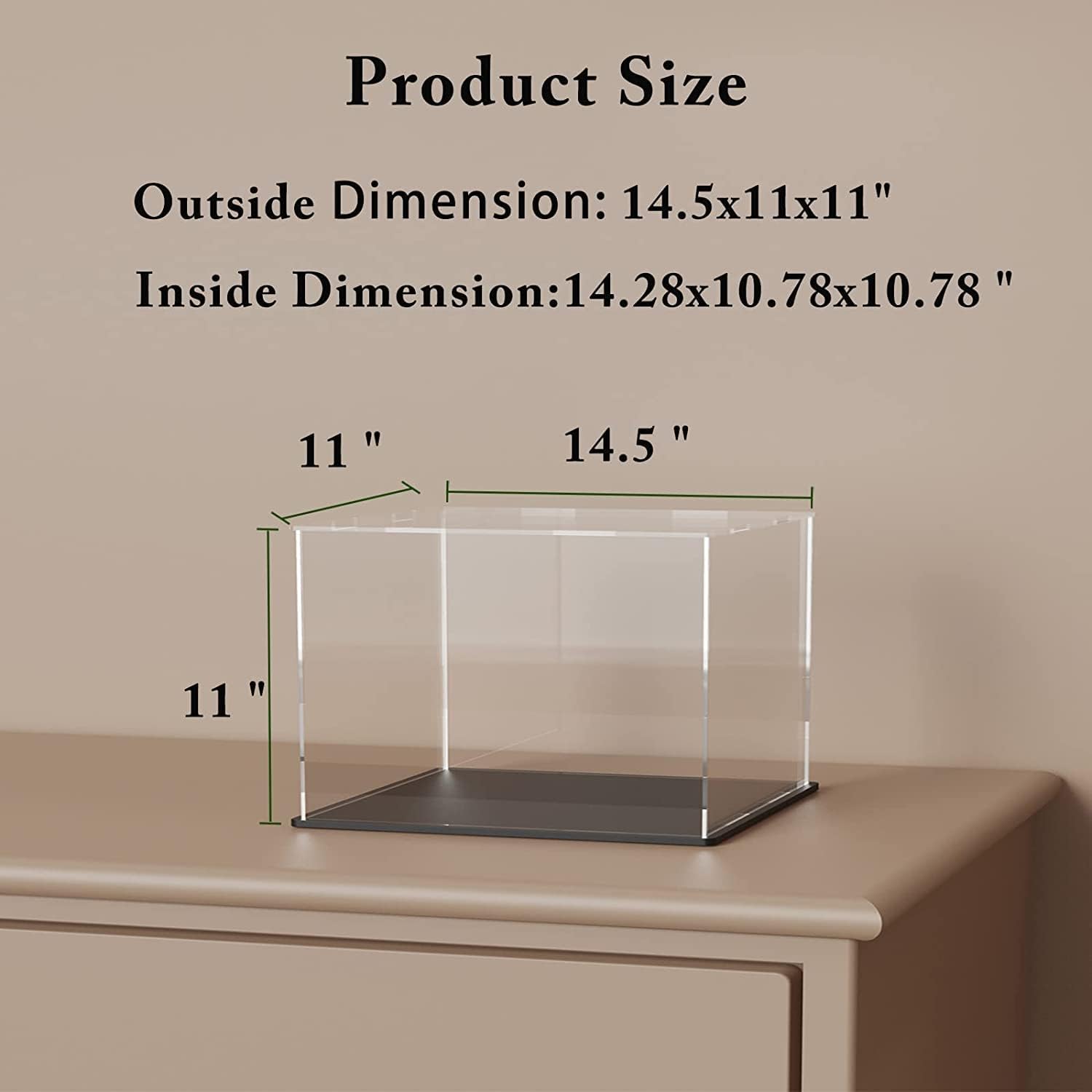 SVENJBB Acrylic Display Case, Large Clear Acrylic Box with Black Base and Lid for Collectibles and Figures, 14.5x11x11 Inch