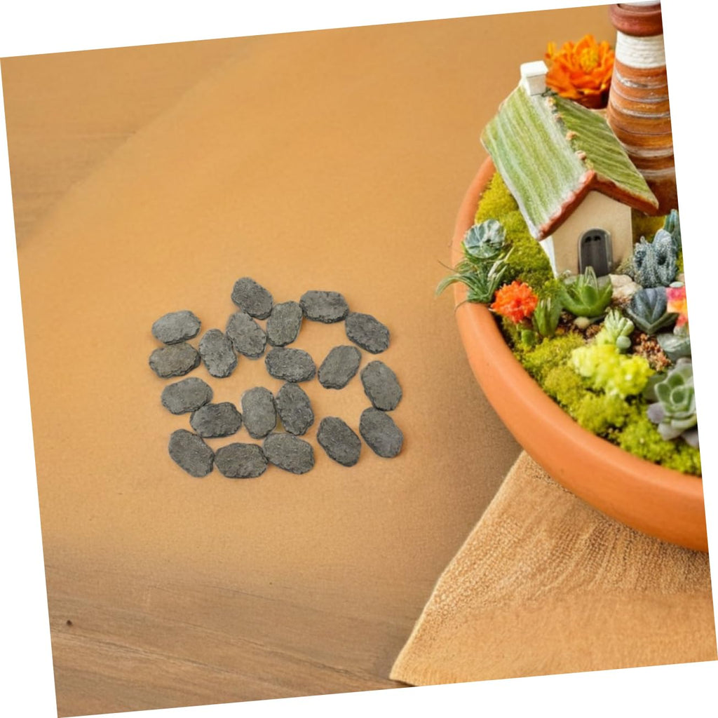 20PCS Miniature Stepping Stone Set for Fairy Garden Decor DIY Bonsai Micro Landscape Accessories Resin Rock Decorations for Garden Pathways and Aquarium Ornaments