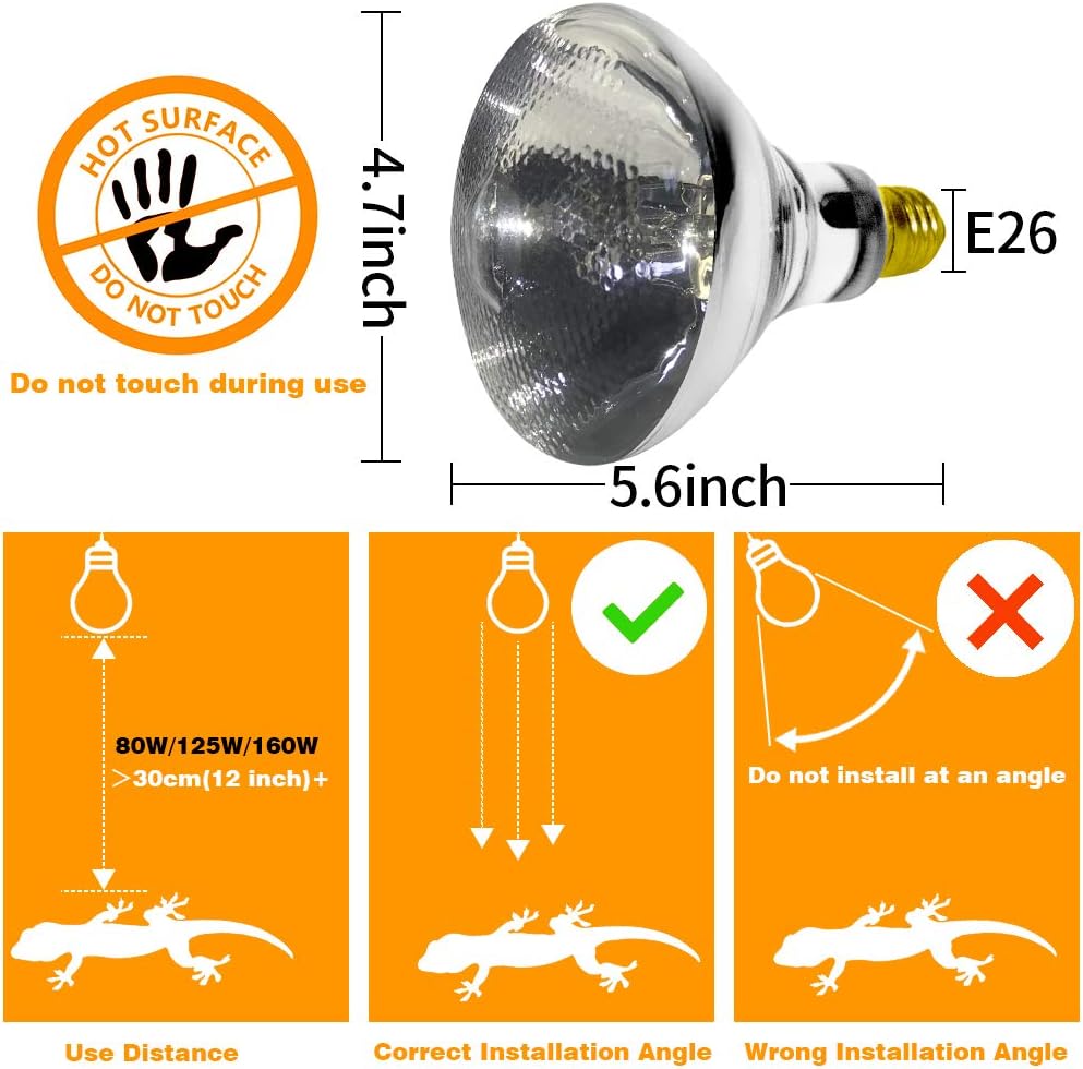 LUCKY HERP 100 Watt UVA+UVB Full Spectrum Vapor Heat Lamp Bulb, High Intensity Self-Ballasted Heat Basking Lamp/Bulb/Light for Reptile and Amphibian, Sun Lamp for Bearded Dragon Lizard Turtle(Clear)