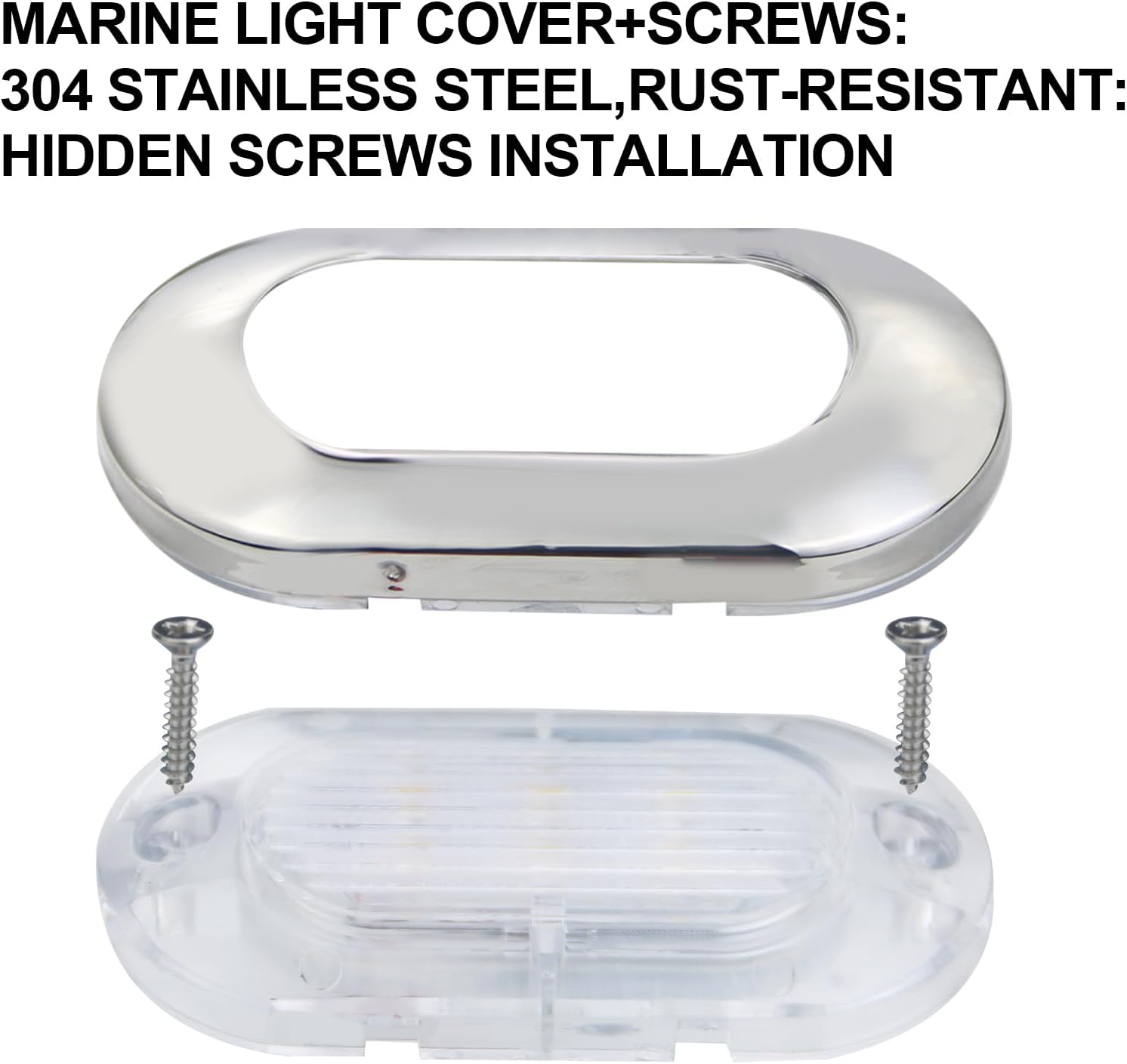 4PCS LED Courtesy Light Step Lights Accent Utility Lighting Surface Mounted for Boat IP67 Waterproof Lamp Yacht RV Caravan Light Stainless Steel Cover 12VDC (Blue), E012082-EMX
