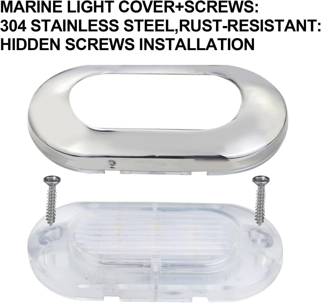 4PCS LED Courtesy Light Step Lights Accent Utility Lighting Surface Mounted for Boat IP67 Waterproof Lamp Yacht RV Caravan Light Stainless Steel Cover 12VDC (White), E012081-EMX