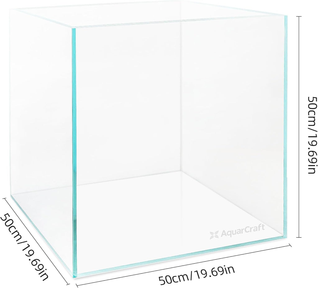 Ultra Clear Glass Fish Tank 31.5 Gallon, 8mm Thickened Rimless Aquarium Tank Low Iron, Large Big Aquarium 19.7in x19.7in x 19.7in