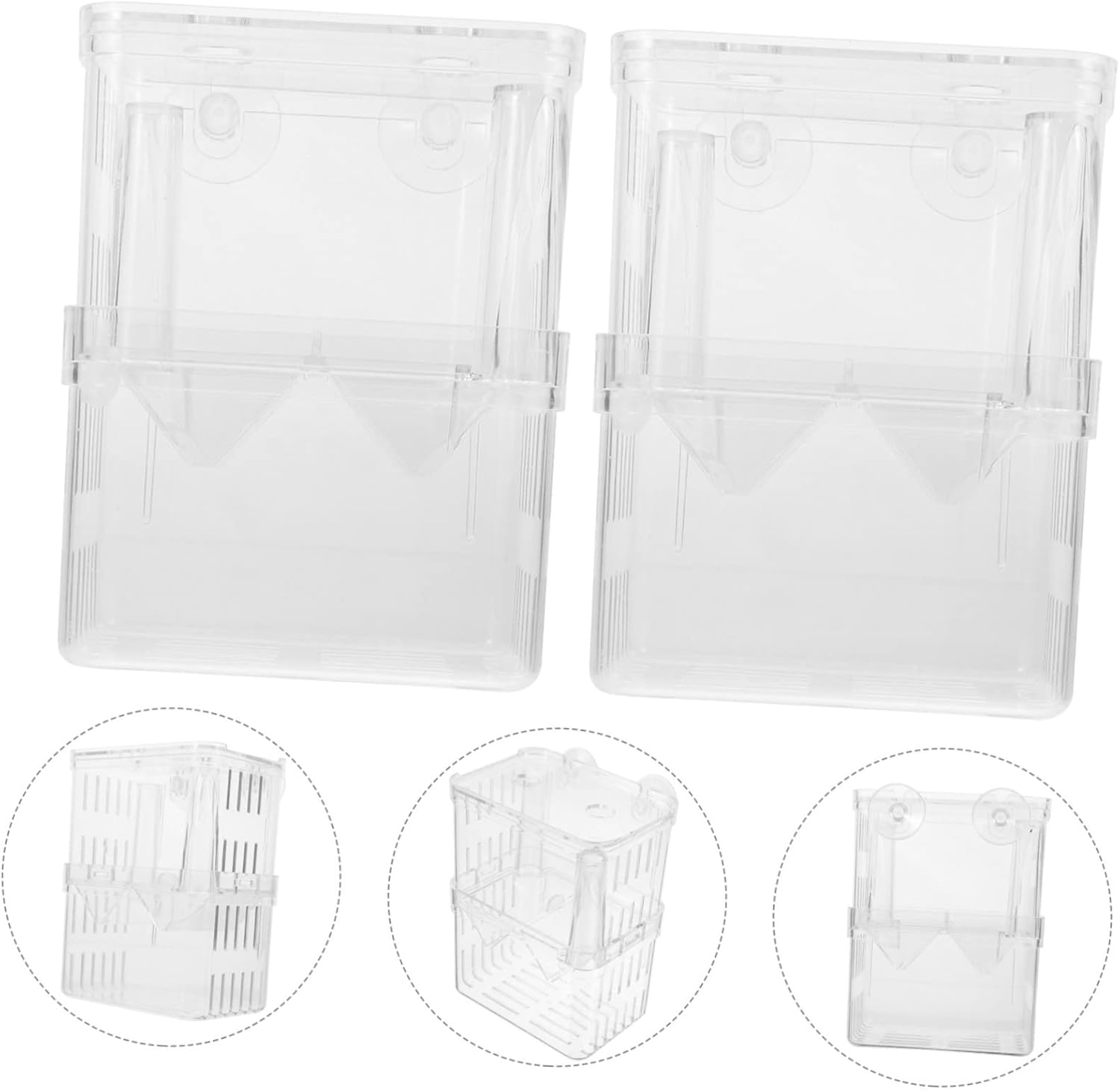 Fish Breeding Box Set 2pcs Quarantine Tank Aquarium for Guppy Fry and Fish Specimen Color