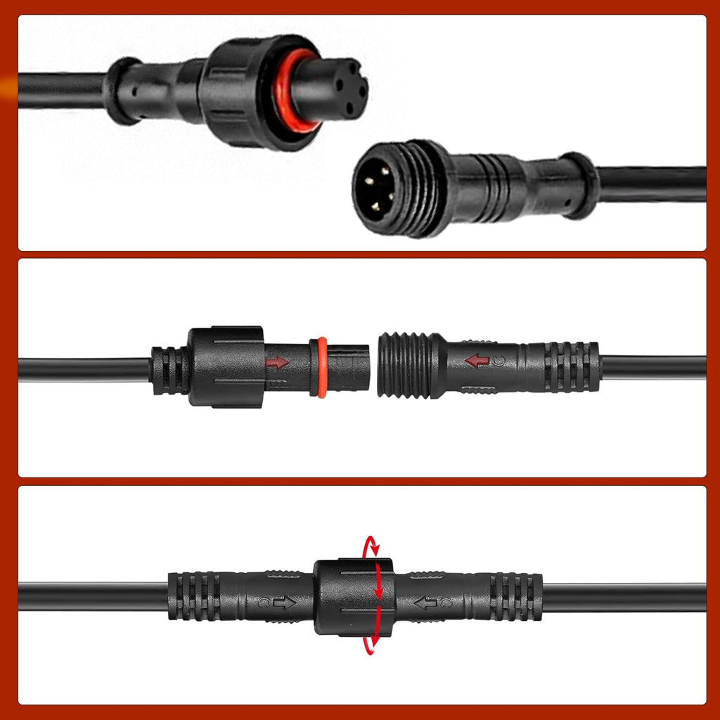 2 PCS 10FT 4 Pin Rock Light Extension Cable, RGB Wheel Well Lights Extension Cable for Trucks ATV Car, Extension Wire for 4 and 8 Pods RGB Rock Light