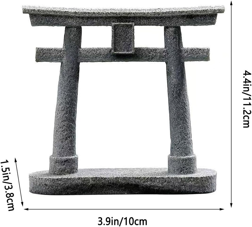 livelyfish Japanese Shinto Torii Gate Statue Asian Fish Tank Decor Sandstone Pagoda Figurines for Aquarium Decoration, L