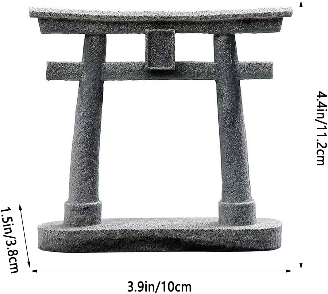 livelyfish Japanese Shinto Torii Gate Statue Asian Fish Tank Decor Sandstone Pagoda Figurines for Aquarium Decoration, L
