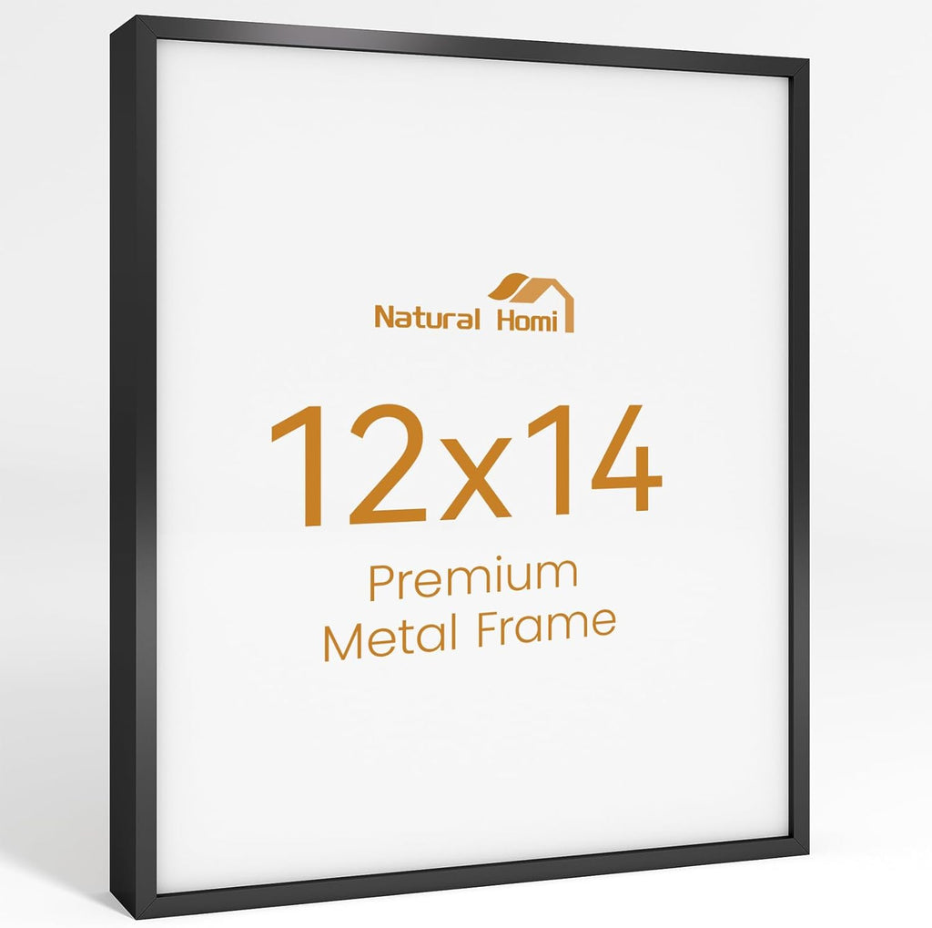 12x14 Aluminum Metal Picture Frame,Tempered Glass Black Photo Frame 12x14 for Family Photo,Posters,Art,Document to Wall Mount Horizontally or Vertically