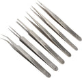 Precision Tweezers Set, 6 PCS Extra Thick Stainless Steel, Non-Magnetic, Heat Resistant for Electronics, Soldering, Jewelry, Craft, and Laboratory Work