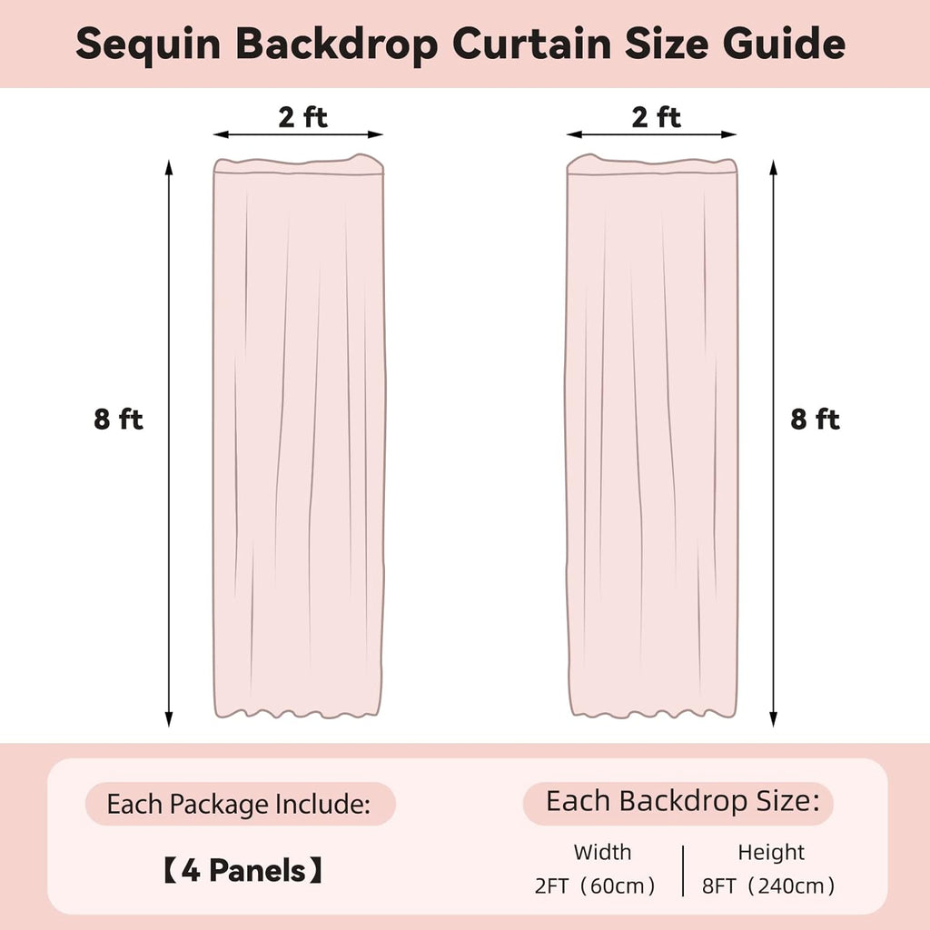 Sugargirl White Sequin Backdrop Curtain 4 Panels 2FTx8FT Glitter White Background Drapes Sparkle Photography Backdrop for Party Wedding Birthday Wall Decoration