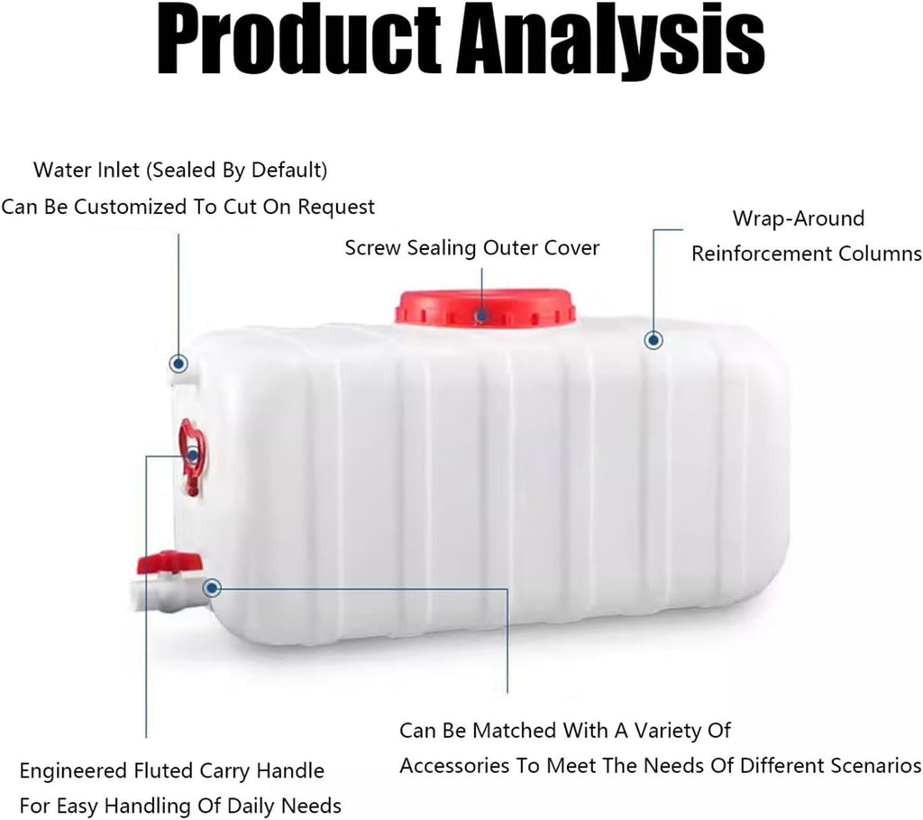 Plastic Water Storage Carrier with Tap 25L/35L/50L/80L/110L/200L Water Tank Dispenser Emergency Water Container for Camping Caravan Hiking Outdoor(Size:21.1Gal/80L)