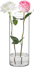 SUREAM Cylinder Vases, 9.8 Inch Tall Plastic Flower Vase, Clear Vases for Centerpieces, Wedding, Table, Party, Dinners, Room Decoration, Opening Round(Not Glass)