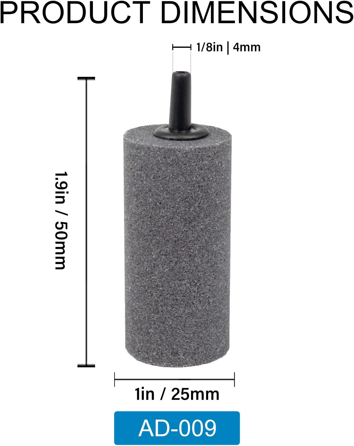 Air Stone Bubble Diffuser Ball - for Aquarium Air Pump and Fish Tanks, Gray, Pack of 10pcs