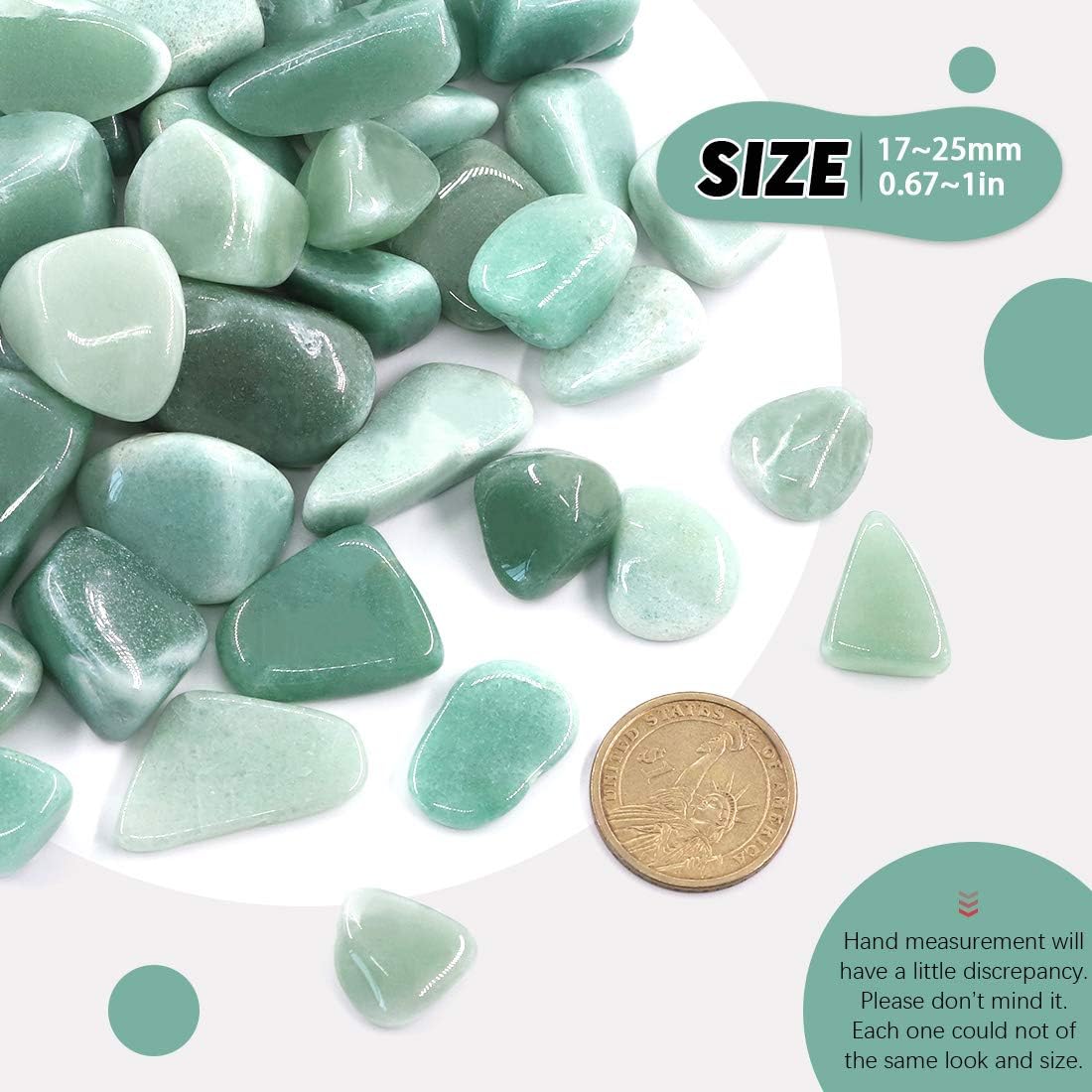 Hilitchi 1lb Bulk Large Natural Tumbled Polished Brazilian Stones Gemstone Healing Crystals Quartz for Wicca, Reiki, and Energy Crystal Healing (Green Aventurine About 1lb/450g/16oz/bag)