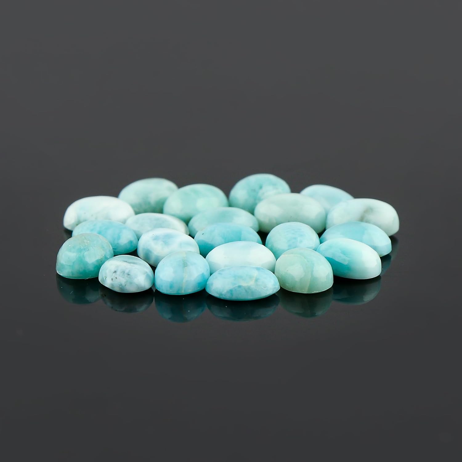 CRYSTALIS Wholesale 30cts, 8x6mm Natural Larimar Loose Gemstone Bulk Cabochons Jewelry Making Supply, Chakra Healing Polished Stones, Wire Wrapping, DIY, Gem Collection, 20+pcs