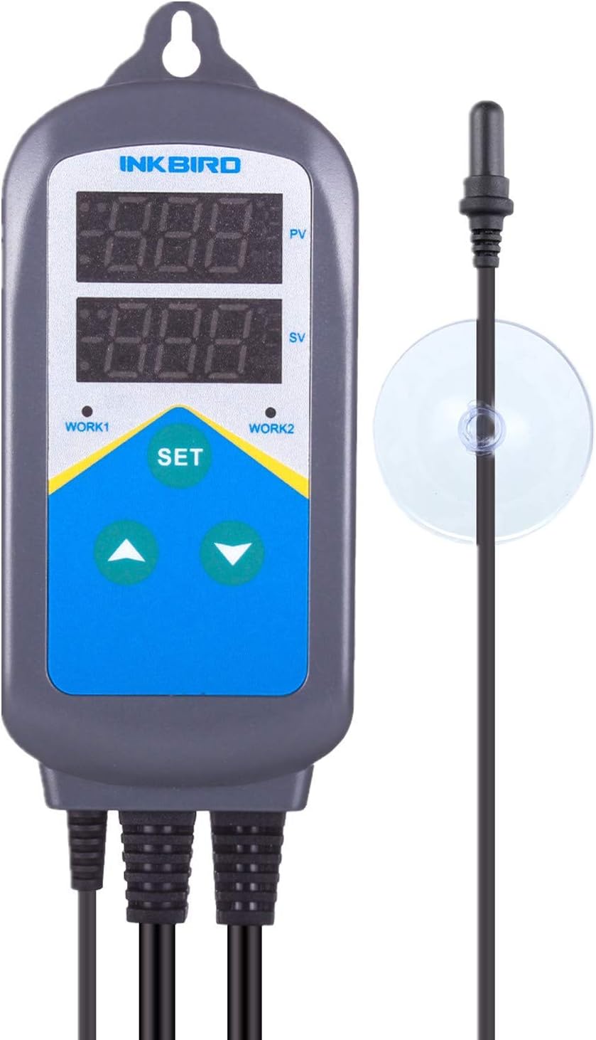 Inkbird Heating Thermostat Aquarium Reptile Submersible Probe Sensor ITC306T Heater Relay Digital Greenhouse Temperature Controller Dual Stage Timer Time Switch ONLY Heat Plug Outlet NO Cooling
