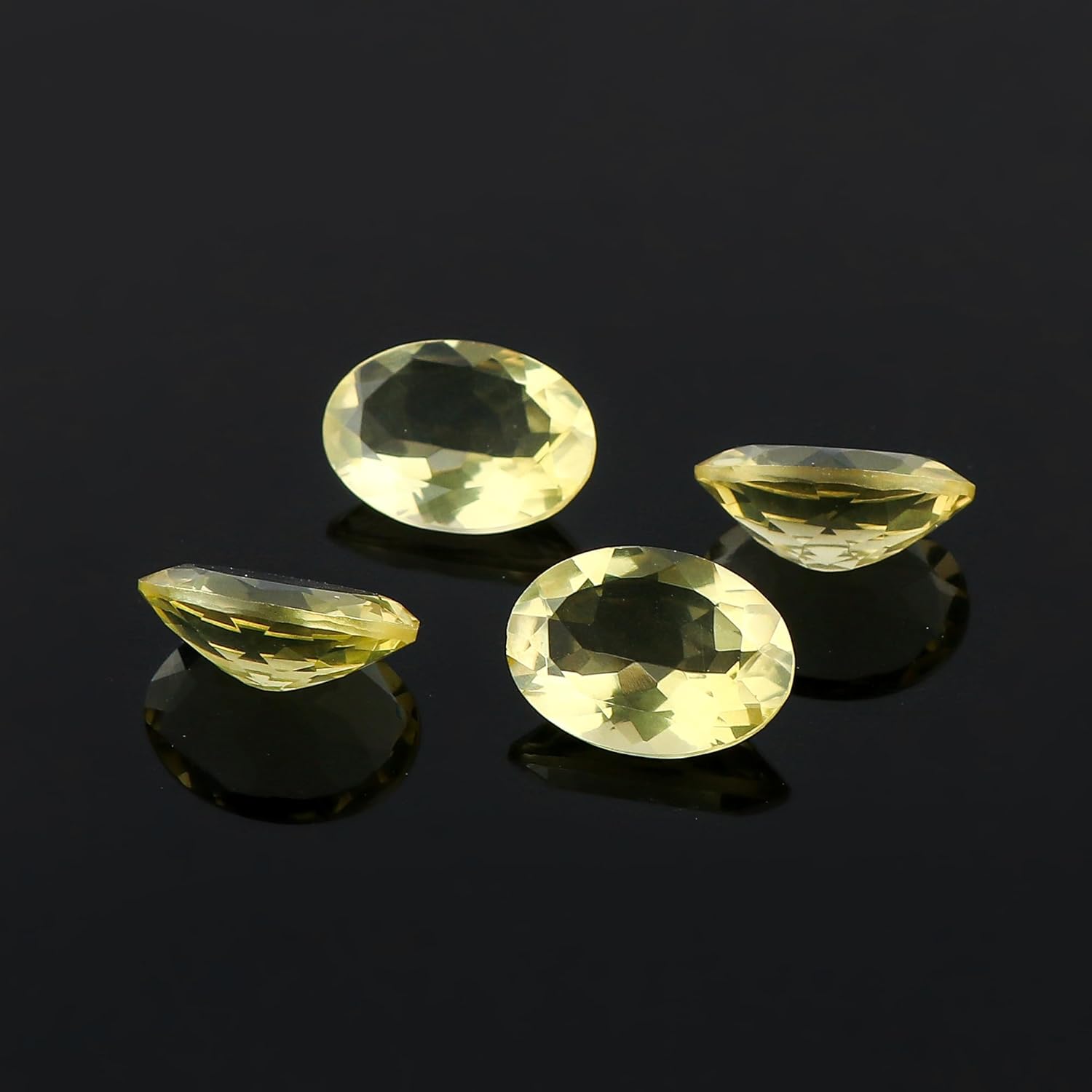 CRYSTALIS 4pcs Natural Lemon-Quartz Briolette Ovals Loose Gemstone Wholesale Bulk Cabochons Jewelry Making Supply, Chakra Healing Polished Stones, Wire Wrapping, DIY, Gem Collection