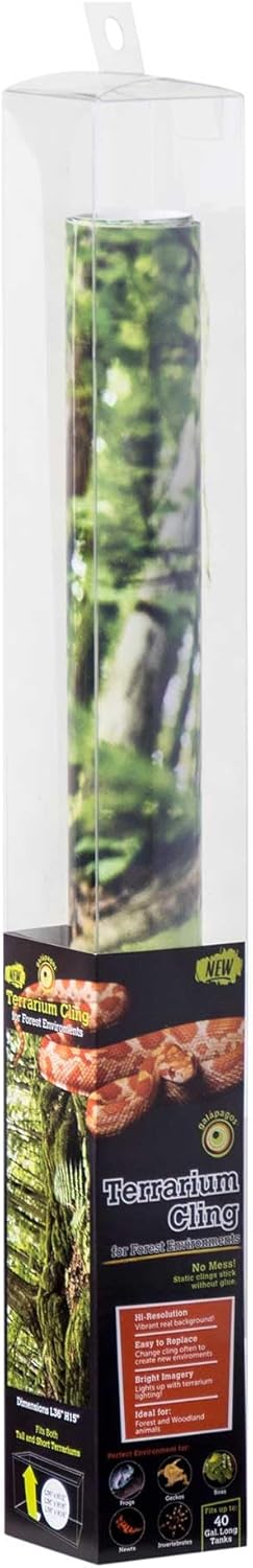 Galápagos (05421) Terrarium Cling | Hi-Resolution Aquarium & Reptile Tank Backdrop | Static Vinyl Clings for Bearded Dragon, Gecko, Turtle, Snake, and Lizard Enclosures, 15" x 36", Forest