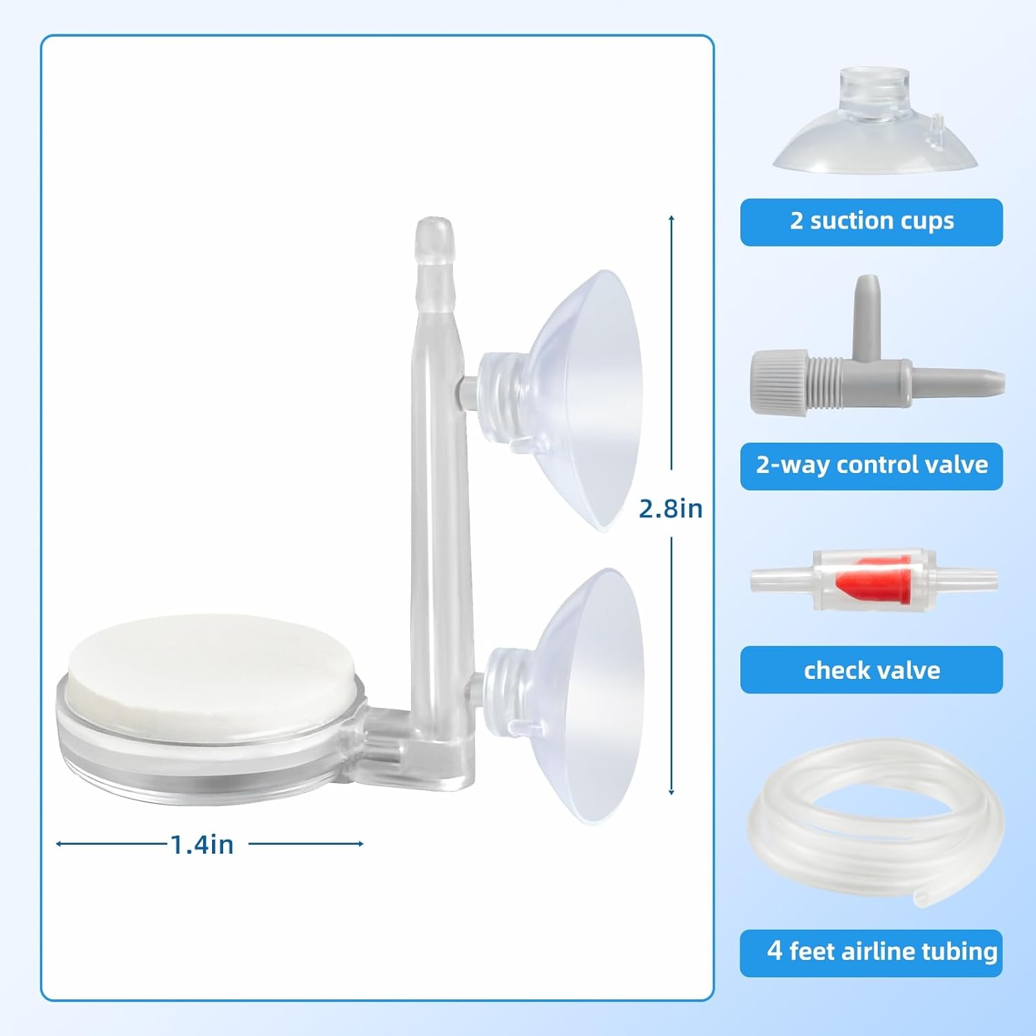 AQUANEAT Aquarium Air Stone Disc, 1.4 Inch Nano Bubble Stone Kit Quiet Dissolved Oxygen Diffuser with Accessories tubing and valves for Small Fish Tank