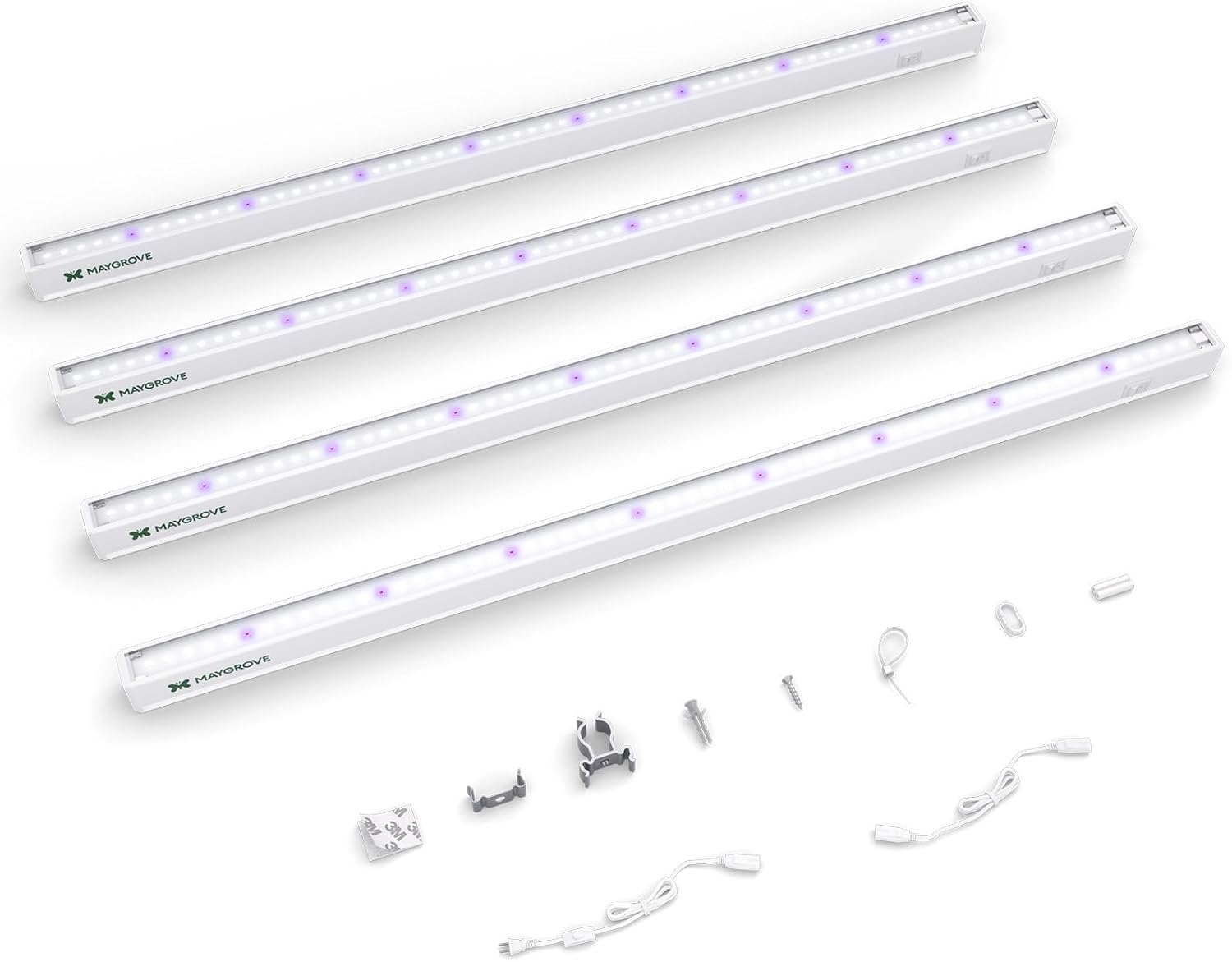 Grow Lights for Indoor Plants 2FT, Blue-Rich Full Spectrum 5000K Grow Light, 60W(4 x 15W), T5 LED Grow Light Strips for Succulents, High PPFD, Linkable, White, 4-Pack