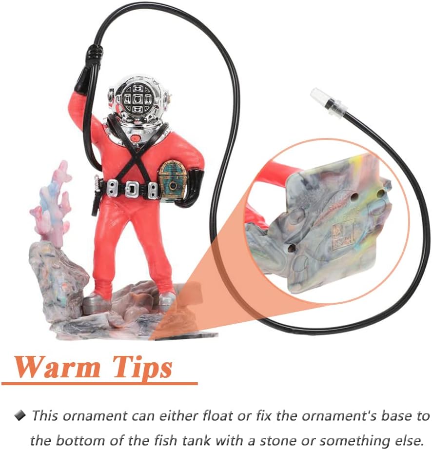 Mesee Aquarium Decorations Diver with Hose Live Action Aerating Ornament, Floating Treasure Seeker Adornment Fish Tank Ornament