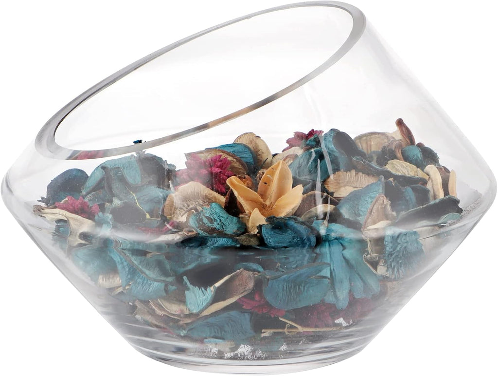 MDLUU Glass Bowl, 7.8" W x 5.5" H Geometric Terrarium, Candy Dish, for Succulent, Potpourri, Clear