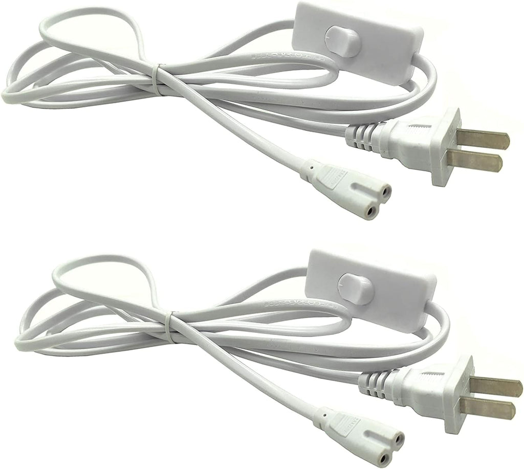T5 T8 LED Wire Connector Power Cord LED Tube Power Extension Cord US Plug for LED T5 T8 Light Tube Integrated LED Light Fixture Extension Cable Wire- 2 Pack (1.8M/6Ft 2pin)
