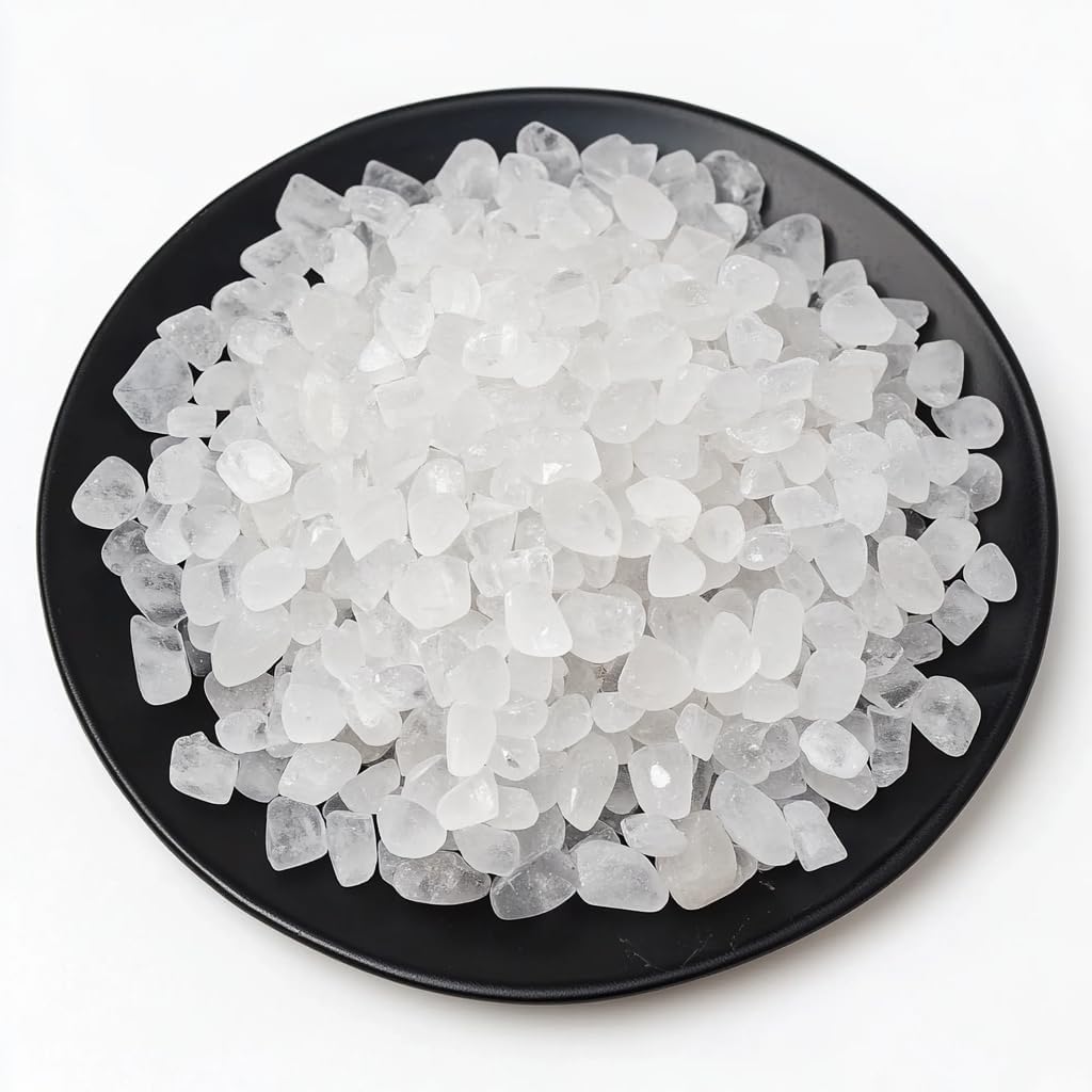 Polished Milky Quartz Crystal Chips 200 Pcs - 0.3" 10 oz Tumbled Stone Chips Crushed Sea Glass Stones Healing Reiki Crystal Making Home Decoration