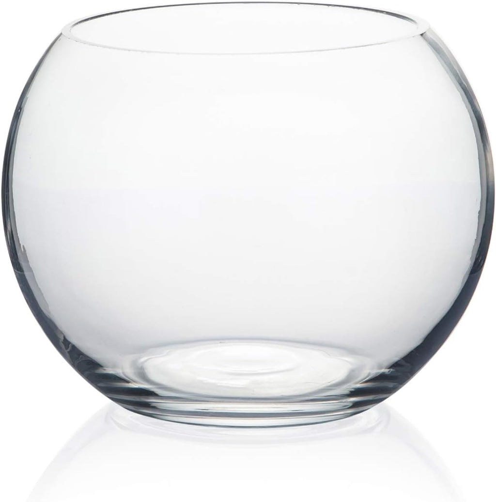 WGV Bowl Glass Vase, Diameter 6", Height 4.5", Open Width 4", (Multiple Sizes Choices) Clear Bubble Planter Terrarium Fish Bowl for Wedding Event Home Decor, 1 Piece (VBW0006A)