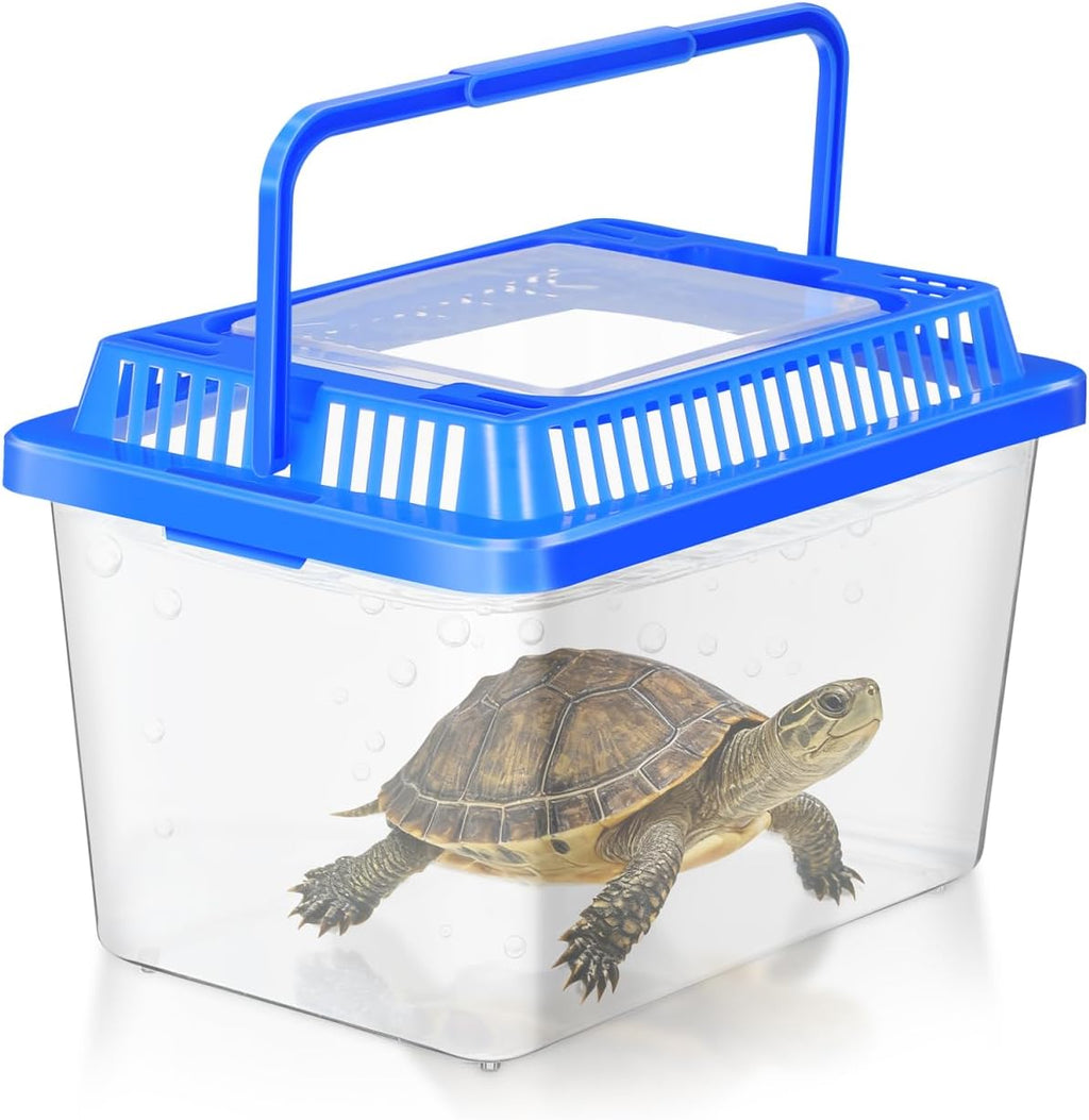 Gatuida Turtle Carrier Fish Tank Portable Clear Plastic Aquarium for Boy Girl for Reptiles and Turtles Spacious Design Lid for Safe Transport and Easy Handling