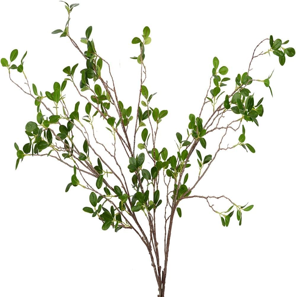6pcs Artificial Branches Plants Greenery Stems Faux Branches for Vase Plant Artificial Eucalytus Branches Fake Ficus Twig (45"/Each Branch) (6, Green)