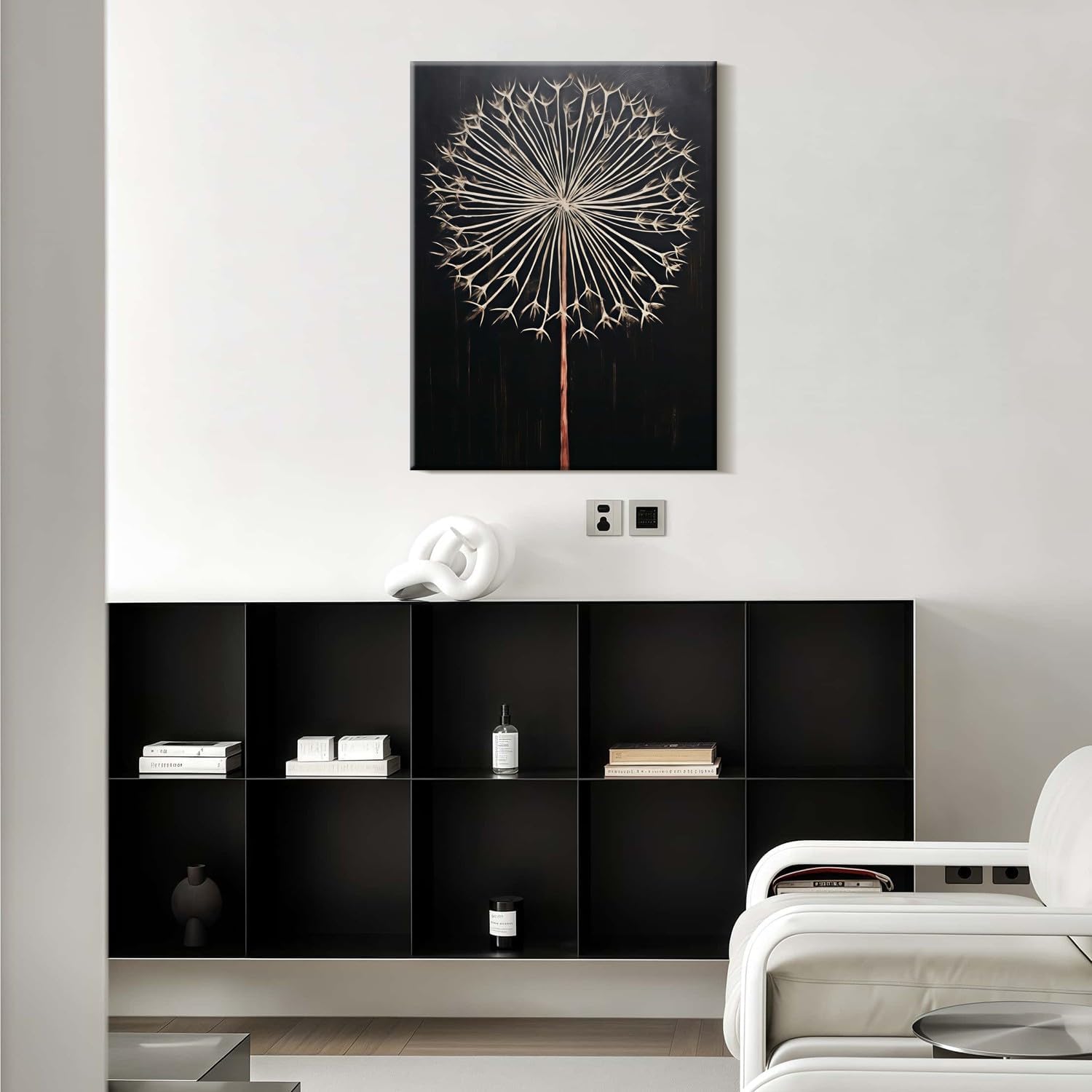 Framed Dandelion Plant Fun Wall Art Decor Canvas Print Poster Picture Modern Minimalist Artwork Bathroom Living Room Bedroom Office Gallery Decor 12x16 Inch Ready to Hang