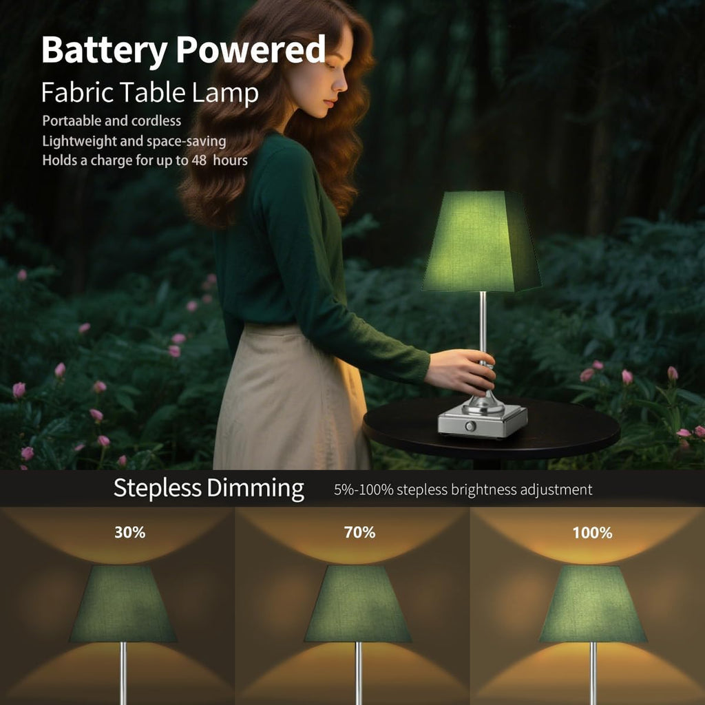 Rechargeable LED Table Lamps with Stepless Touch Control,Light Sliver Cordless Lamp for Living Room&Bedside&Patio&Shower,Small Desk Lamp(6000mAH Battery),2 Pack for Home Decor,Best Gifts for Family
