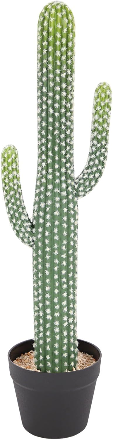 bellacat 30in UV Resistant Fake Cactus, Realistic Faux Cactus Plants Indoor with Black Pot, Artificial Cacti for Table Living Room Porch Office Indoor & Outdoor Decor