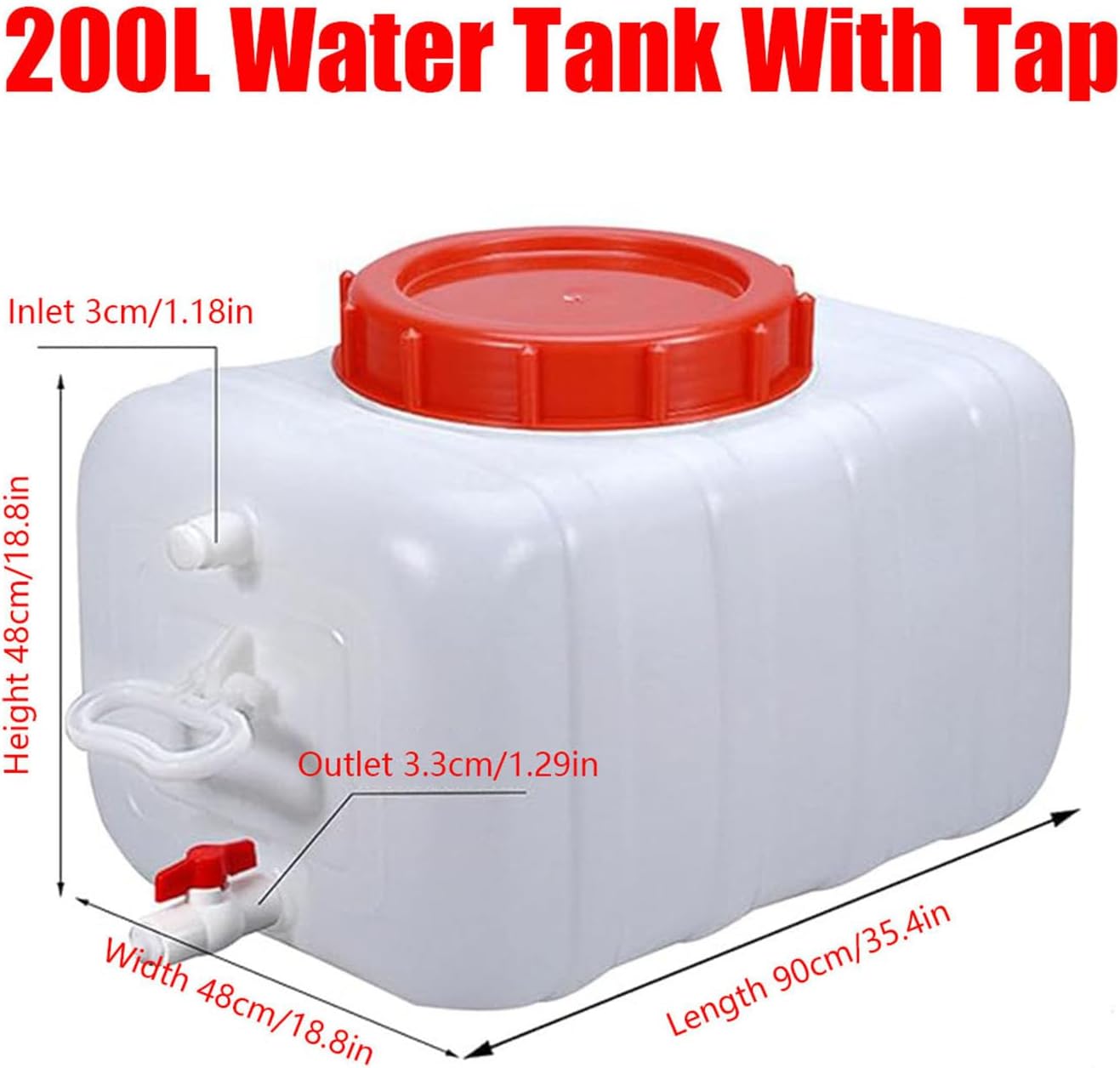 Water Storage Container Water Carrier 6/9/13/21/29/53 Gallon Large Capacity Water Tank with Faucet for Household and Outdoor Use - Portable and Durable Plastic Water Storage Cube(Size:52.8Gal/200L)