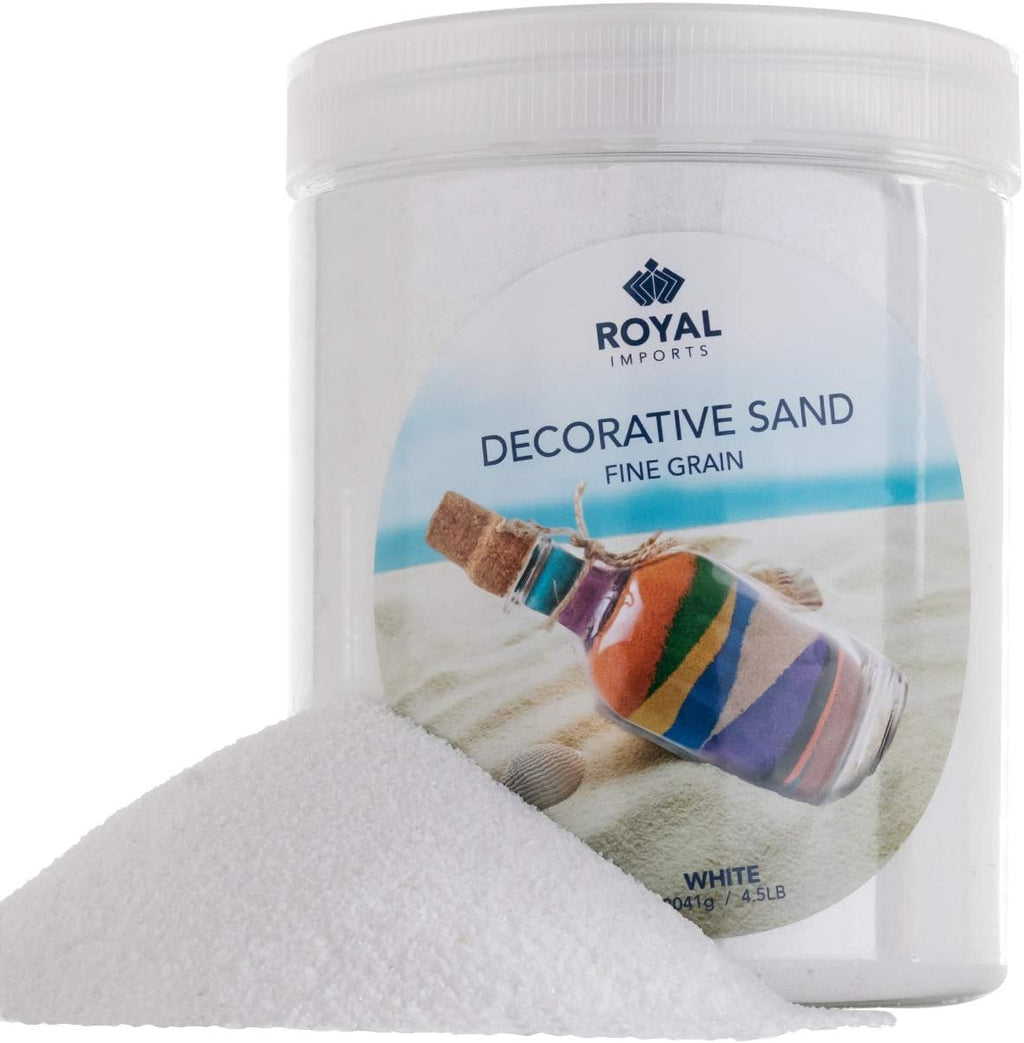 Royal Imports Decorative Beach Sand for Play Sand, Sensory Toy Vase Filler, Wedding, Home Decor, Arts & Crafts, Fire Pit, Fireplace, Pet Tank Habitat - 4.5 LBS, White