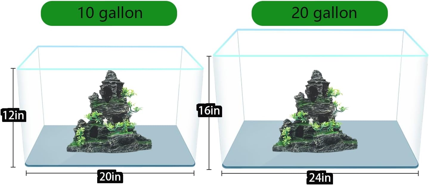 Large Aquarium Decor - Fish Tank Decorations with Mountain View Stone Ornament, Ideal for Betta, Snails, Turtle, Hiding, Climbing, Exploring, Landscaping, Aquascaping