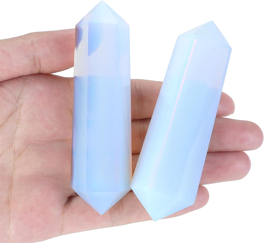YATOJUZI 3.5" Opal Healing Crystals Wand Moonstone Crystals and Healing Stones Large Hexagonal Moonstone Crystal Points for Meditation Divination Reiki Energy Balancing 1PCS
