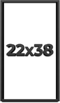22x38 Shadow Box Frame Black | 1 Inch Deep Solid Wood Shadowbox Display Frame | UV Resistant Acrylic Plexiglass, Acid Free Backing, and Hanging Hardware | Dugan Picture Frame Style
