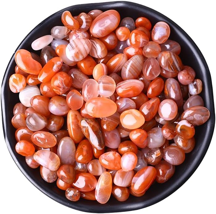Polished Red Agate Crystals 0.62lb Natural Gemstones Crystal Bulk Tumbled Polished Stones Irregular Rocks Chakra Colorful Crystal Vase Filler Decoration Energy Reiki Beginners Birthday Gifts