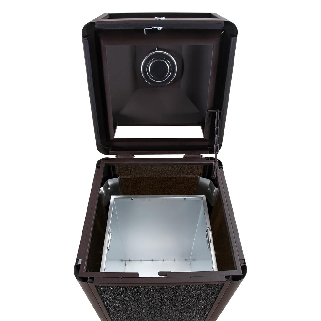 Commercial Square Receptacle Garbage Can with Dome Lid, W/Stylish Panels,Coffee, 15 Gallon