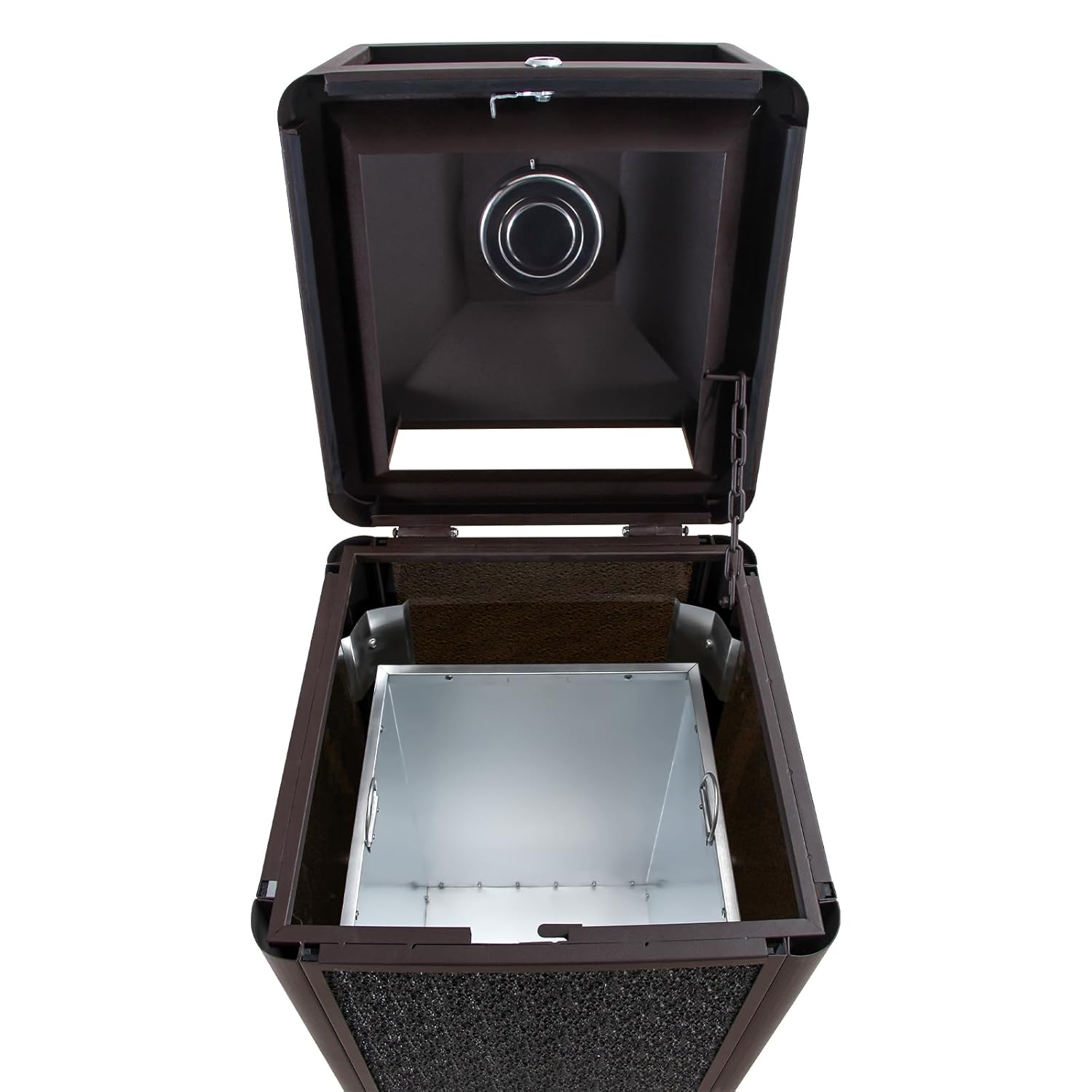 Commercial Square Receptacle Garbage Can with Dome Lid, W/Stylish Panels,Coffee, 15 Gallon