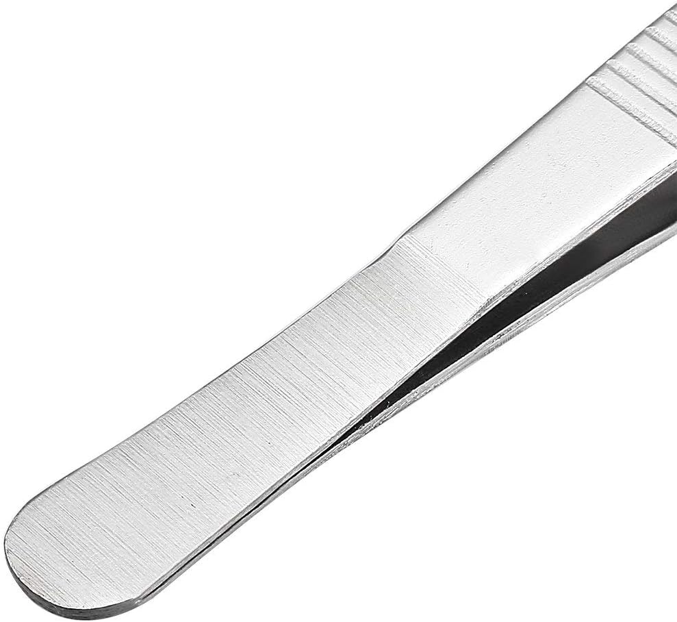 5 Inch Stainless Steel Tweezers with Curved Serrated Tip Multipurpose Forceps for Craft Repairing 2 Pack