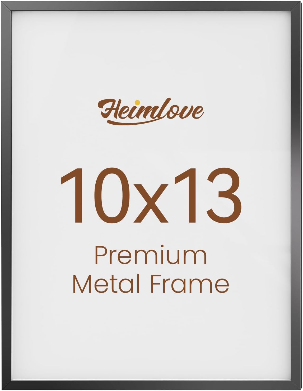Heimlove 10x13 Metal Picture Frame,Black Aluminum Photo Frames-Real Tempered Glass,Wall Gallery Poster Puzzles Artwork frame Mounting Horizontally or Vertically Decor for Wall-1Pack