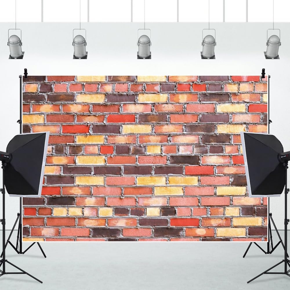 ChloropLastid 10x6.5ft Brick Wall Backdrop Retro Art Multi Brick Wall Background Rural Style Wall Texture Countryside Photography for Newborn Birthday Baby Shower Party Decor Photo Props