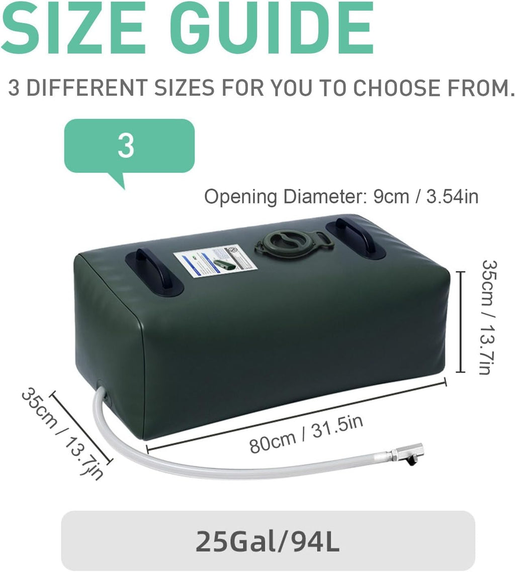 Fabater 25 Gallons Water Bladder Storage Containers, Foldable Portable Water Tanks, Watering Storage Containers for Emergency, Camping, RV Travel