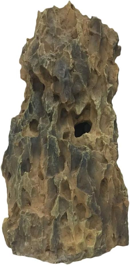 Artificial Dragon Stone Rock Formation, 12 Inches Tall Aquarium Fish Tank Ornament Decor, Aquascape Large Resin Boulder for Fish Tanks, Reptile & Aquatic Habitat Safe